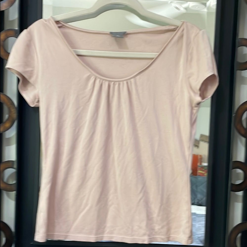 Ann Taylor Silk blend Soft Pink Short Sleeve Top - Picture 1 of 6